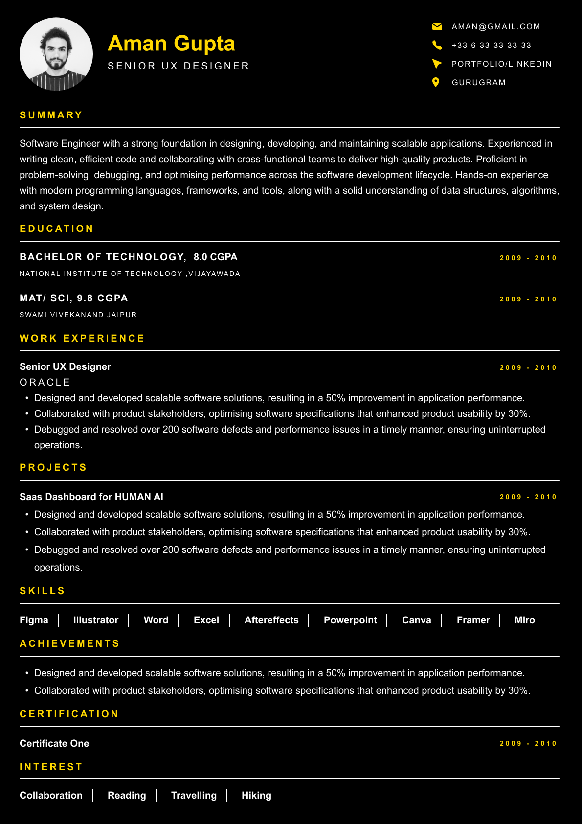 ATS-Friendly resume template - Noir